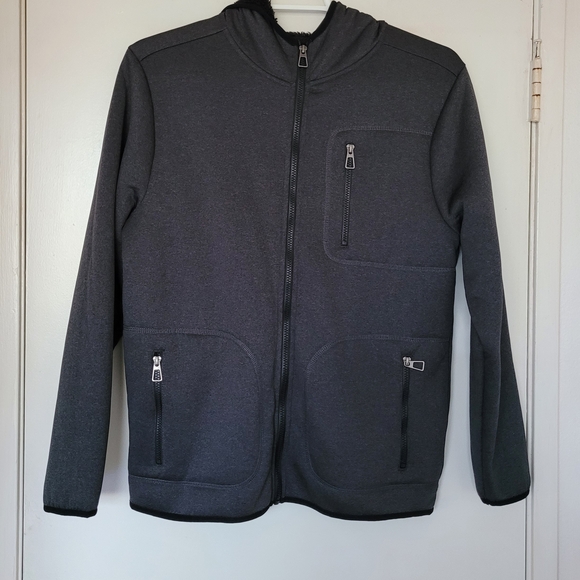 U.S. Life Other - U.S. Life Men's Charcoal Gray Sherpa-Fleece Lined Full-Zip Hoodie